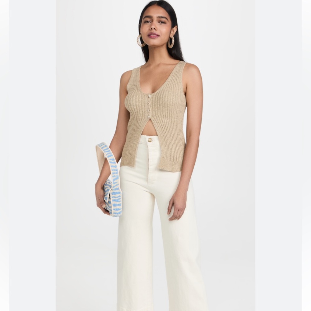 Line & Dot Beige Knit Tank Top